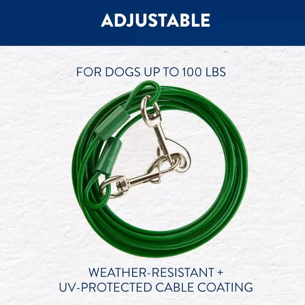 Top Paw 10' Dog Tie Out Green Large Adjustable For Dogs Up to 100lbs Outdoor NWT